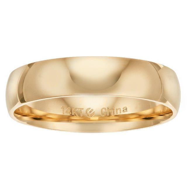 14k Gold 5 mm Comfort Fit Mens Wedding Band Yellow Product Image