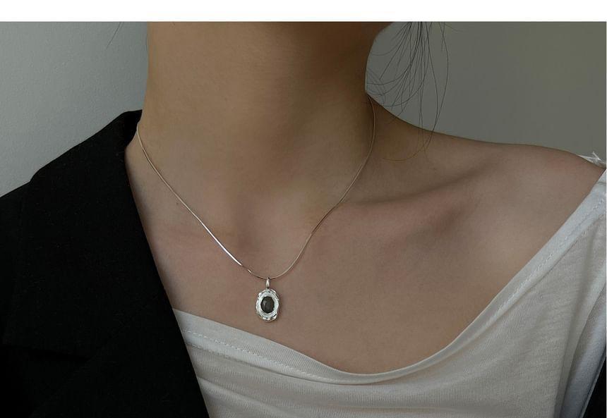 925 Sterling Silver Stone Pendant Necklace Product Image