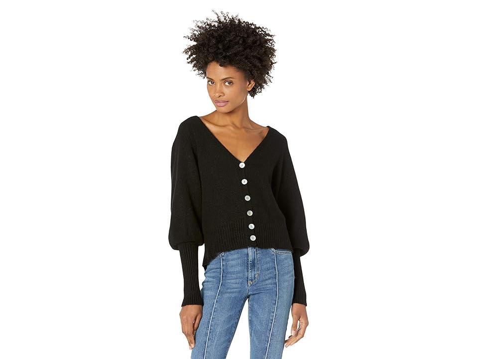 APPARIS Stacey Puff Sleeve Cardigan (Noir) Women's Clothing Product Image