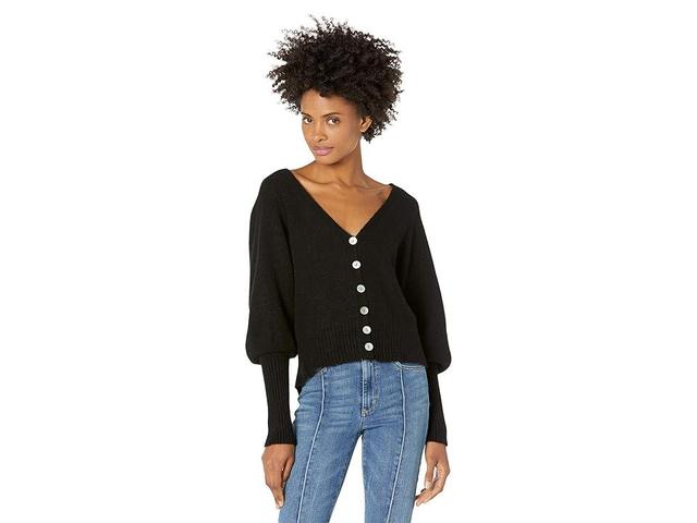 APPARIS Stacey Puff Sleeve Cardigan (Noir) Women's Clothing Product Image