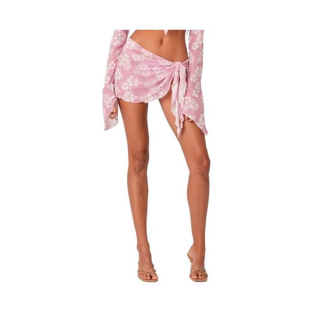 EDIKTED Hibiscus Mesh Cover-Up Sarong Product Image