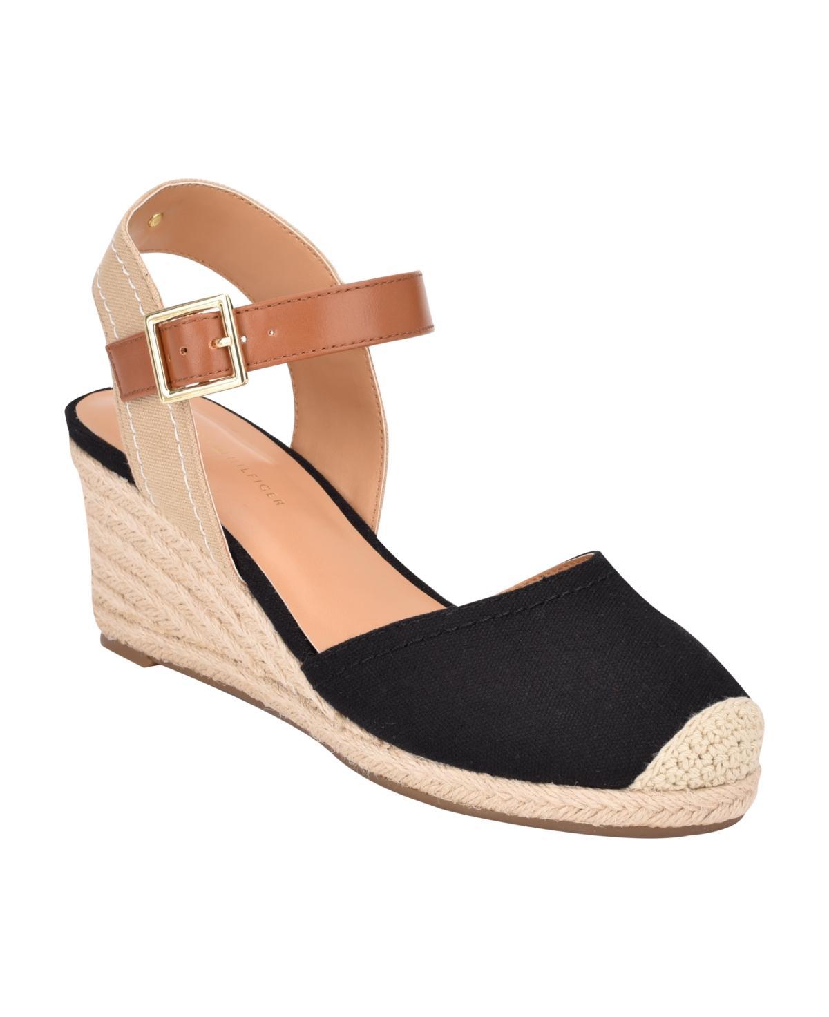 Tommy Hilfiger Womens Nilsa Classic Close Toe Wedge Sandal - Light Natural - Textile Product Image