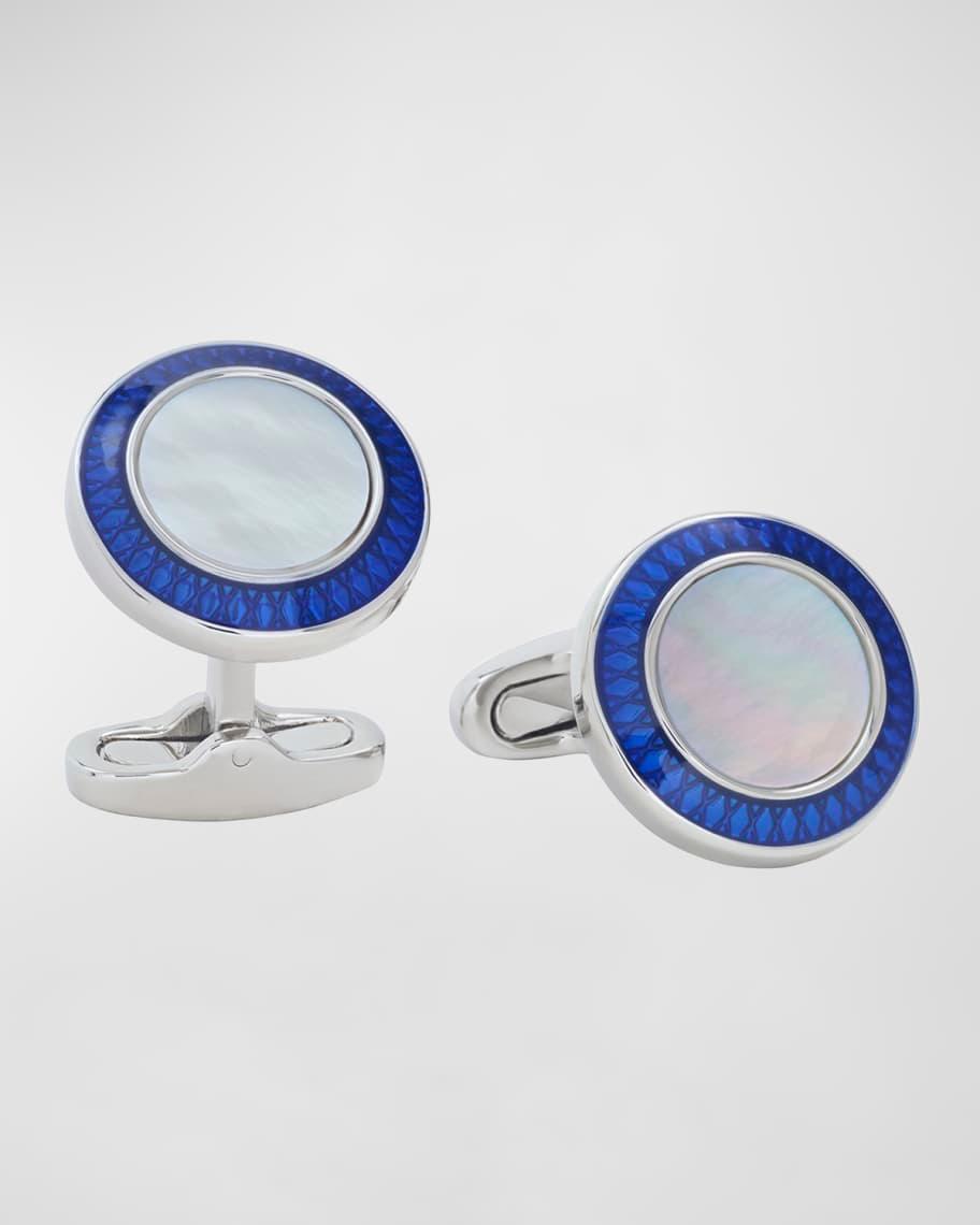 Men's Round Mother-Of-Pearl Cufflinks Product Image