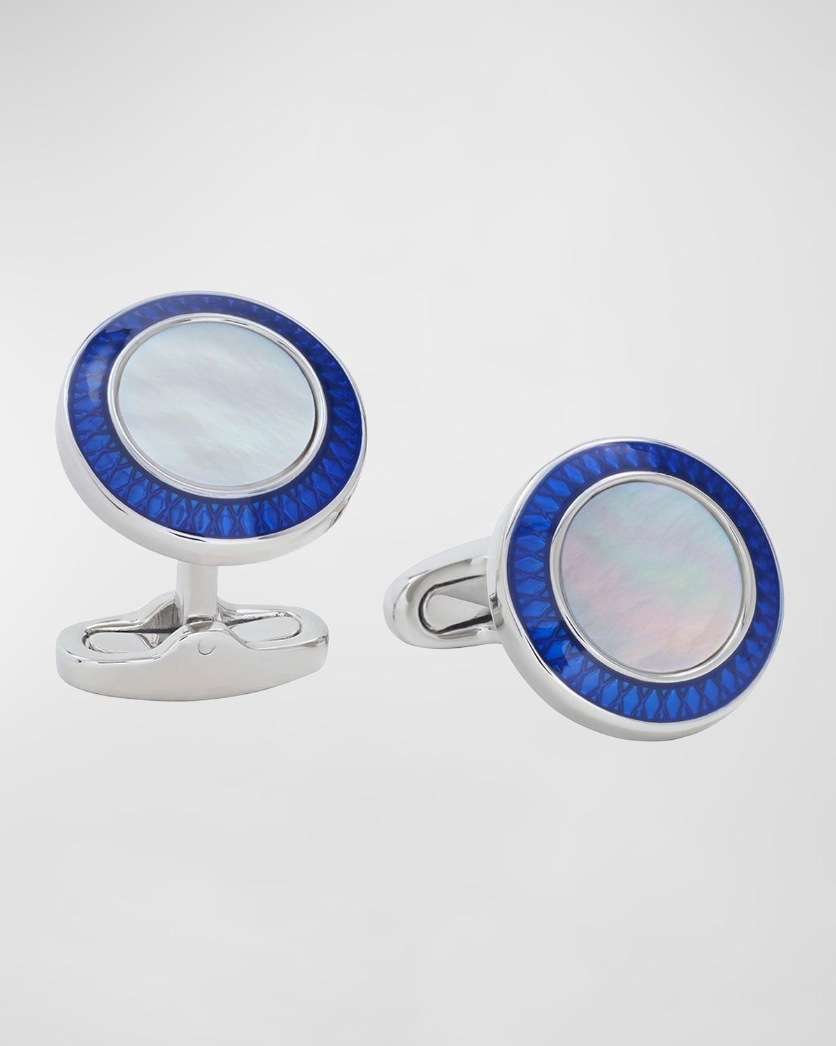 Men's Round Mother-Of-Pearl Cufflinks Product Image