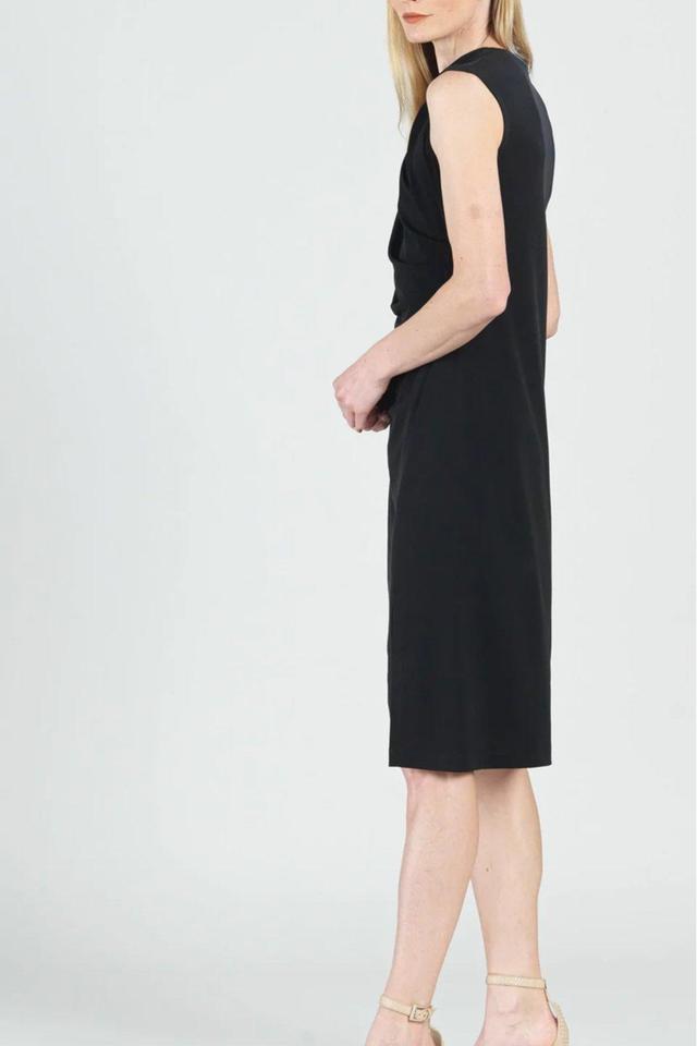 Solid-Sleeveless Ruched-Soft-knit Midi-Dress Female Product Image