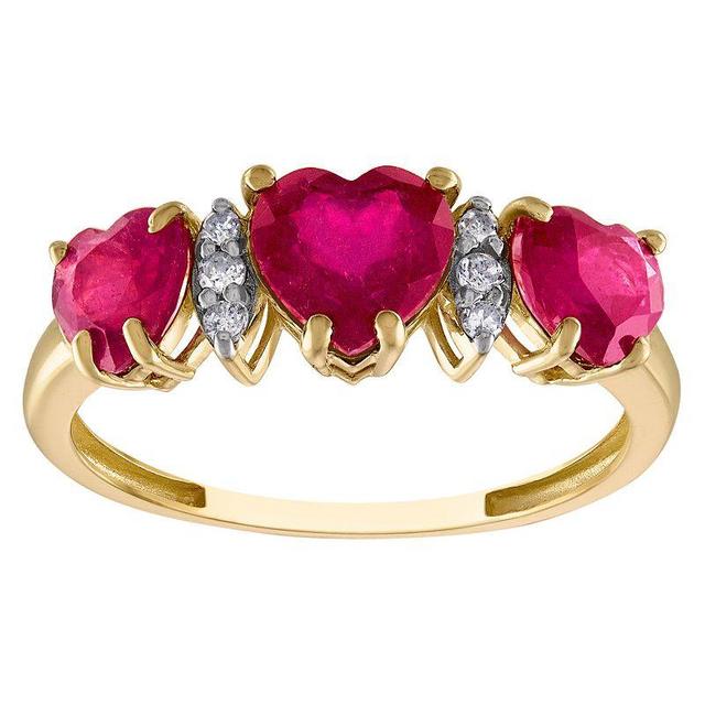 Tiara 10k Gold Ruby & Diamond Accent Ring, Womens Product Image