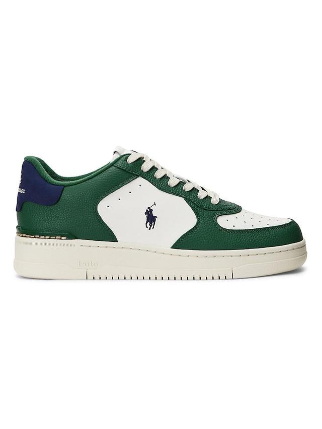 Polo Ralph Lauren Mens Masters Court Leather Sneaker - Cream/blue Product Image