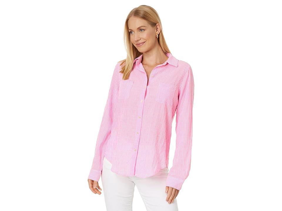 Lilly Pulitzer Sea View Button-Down (Havana Lightweight Oxford Stripe) Women's Clothing Product Image