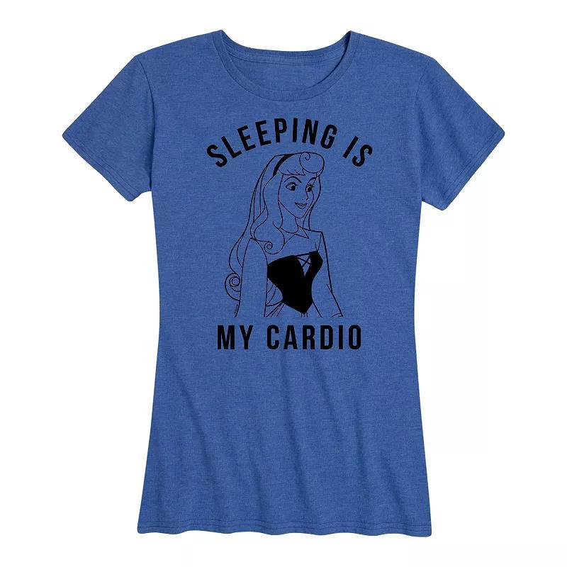 Disney Princess Aurora Womens Sleeping Is My Cardio Graphic Tee, Girls Grey Gray Product Image