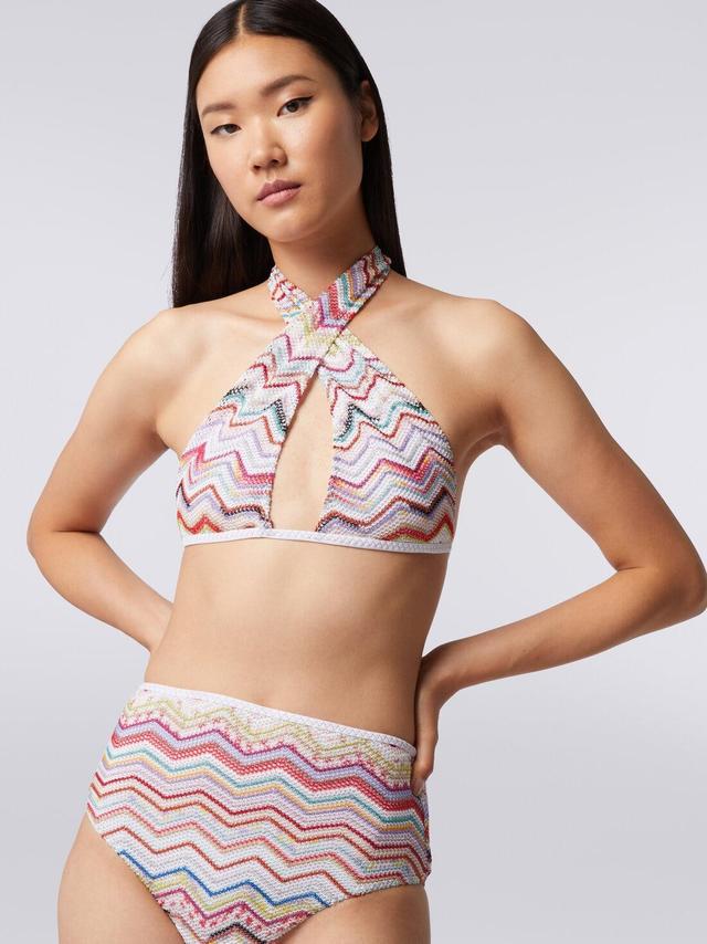 Bikini in crochet with lurex and high-waisted briefs Multicoloured | Missoni Product Image