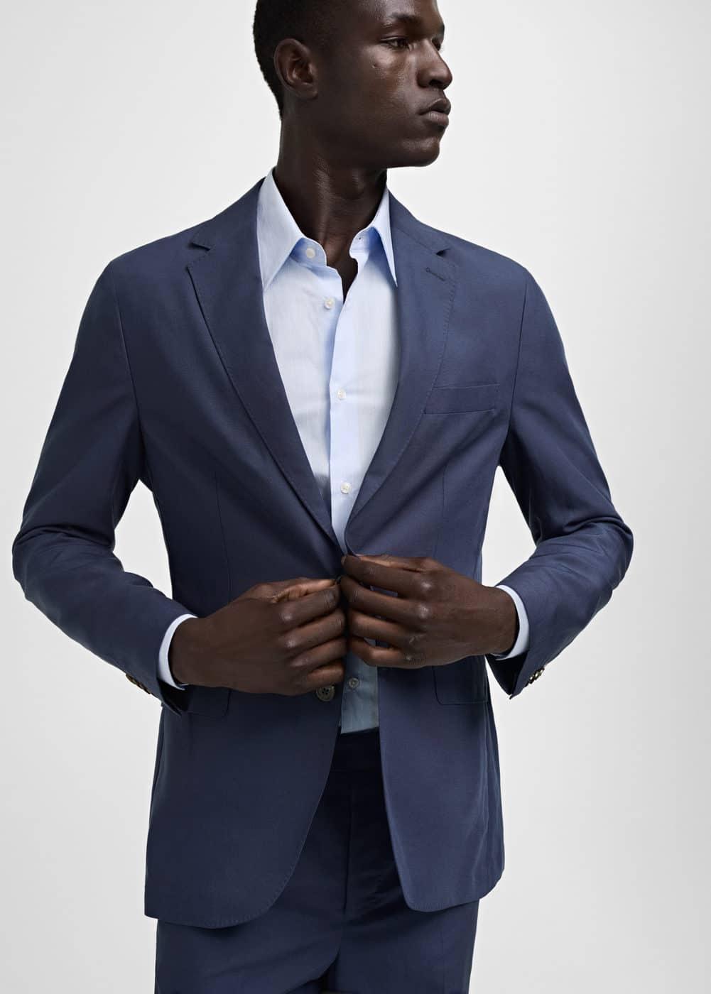 Stretch fabric slim-fit suit blazer - Men | MANGO USA Product Image