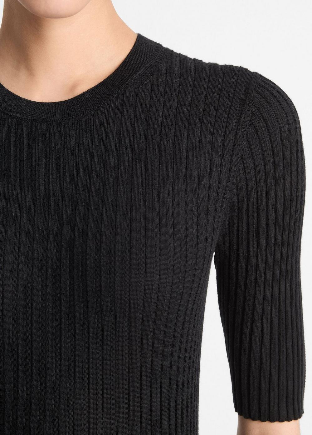 Italian Wool-Blend Snap Elbow-Sleeve Top Product Image