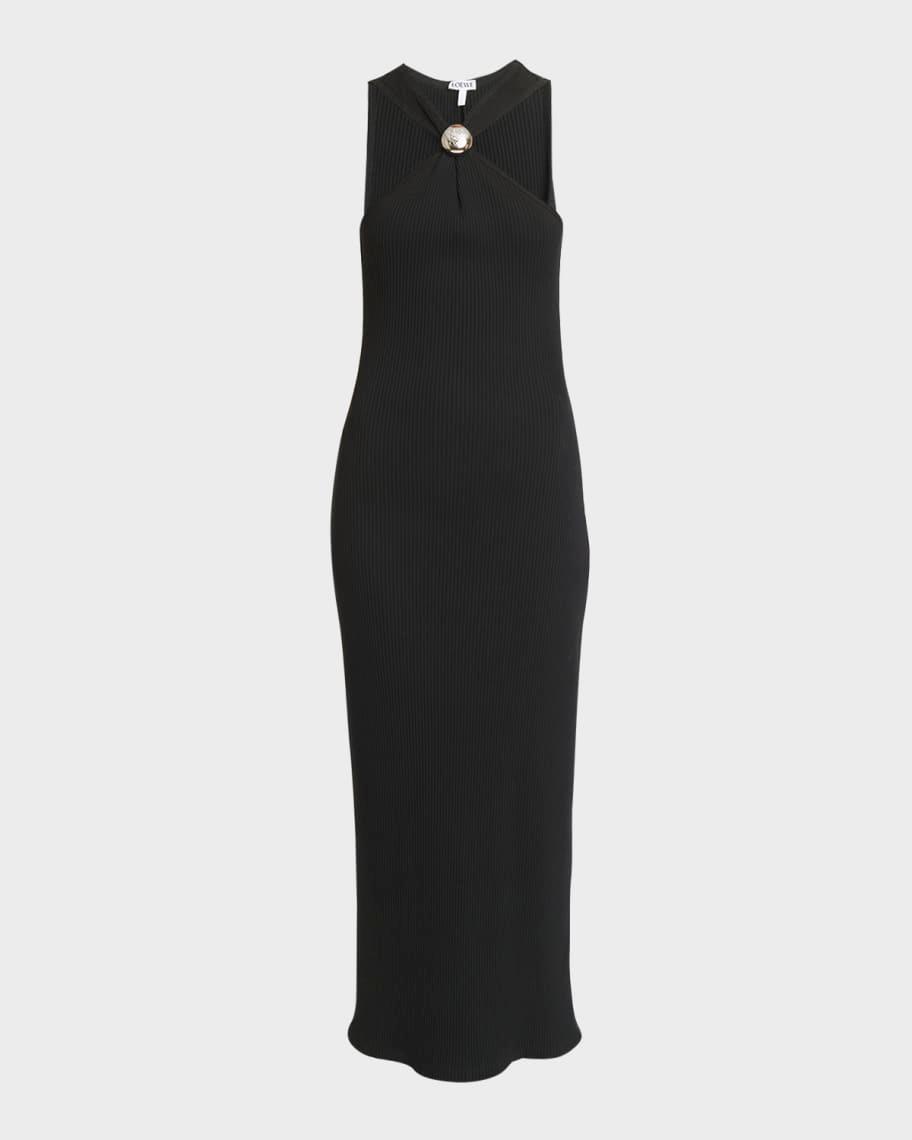 Ribbed Halter Dress with Anagram Detail Product Image