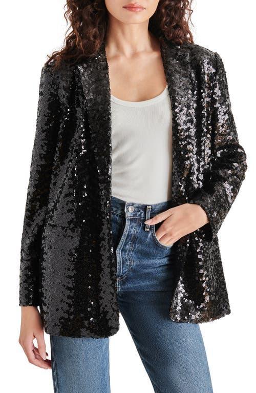 Steve Madden Imann Sequin Notch Lapel Long Sleeve Coordinating Boyfriend Blazer product image