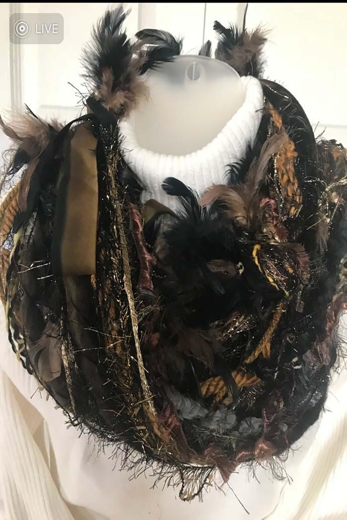 Black Feather Scarf - Artisan Made Product Image