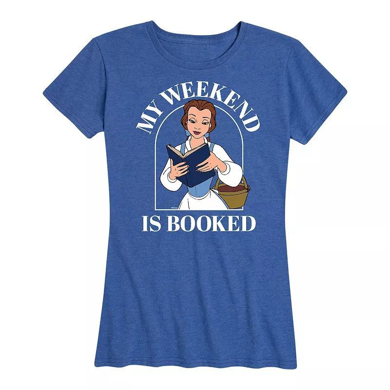 Disney Princess Belle Womens Weekend Graphic Tee, Girls Grey Royal Blue Product Image