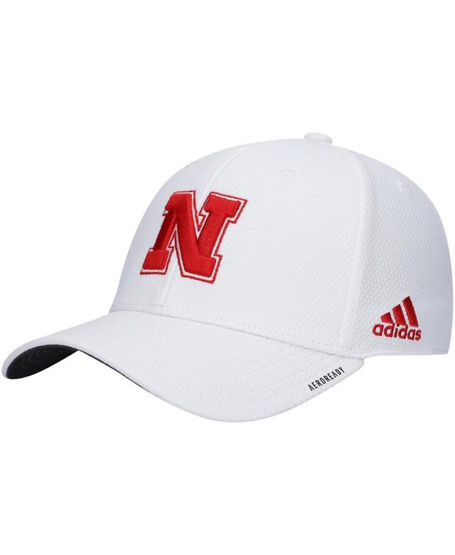 Mens adidas White Nebraska Huskers 2021 Sideline Coaches Aeroready Flex Hat Product Image