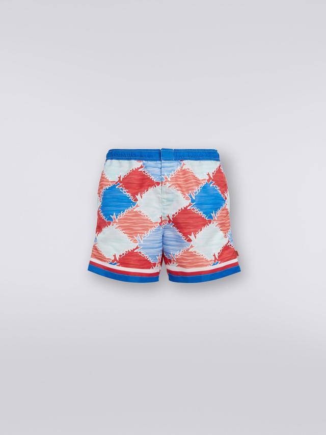 Swimming trunks in slub nylon with logo print Product Image