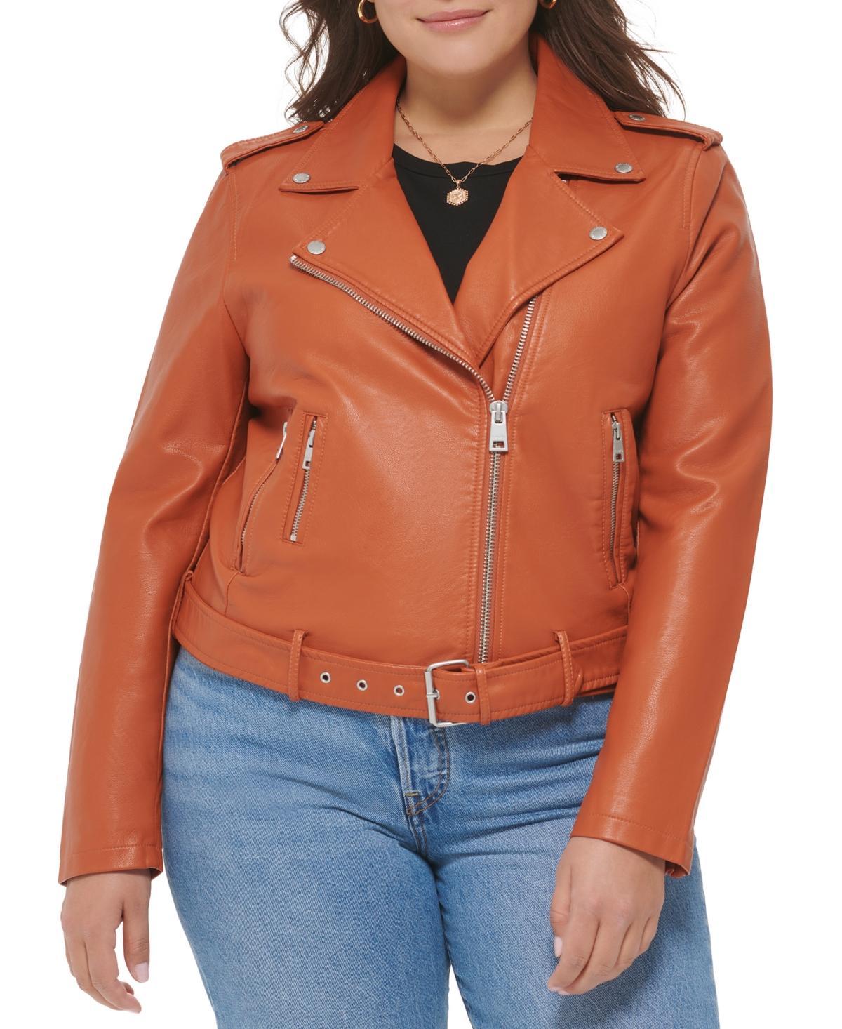 Plus Size Levis Asymmetrical Faux Leather Motorcycle Jacket, Womens Green Product Image