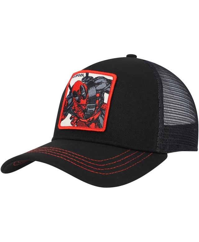 Mens Black Deadpool Retro A-Frame Snapback Hat Product Image