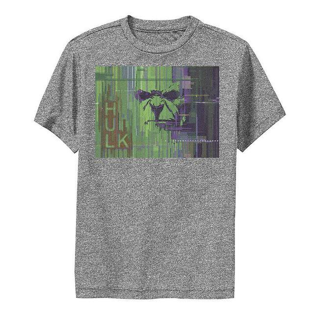 Boys 8-20 Marvel The Hulk Glitched Poster Performance Graphic Tee, Boys Grey Heather Product Image