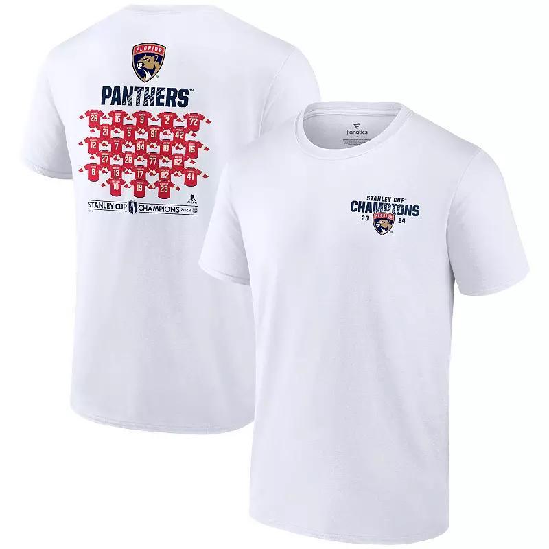 Mens Fanatics White Florida Panthers 2024 Stanley Cup Champions Big & Tall Jersey Roster T-Shirt Product Image