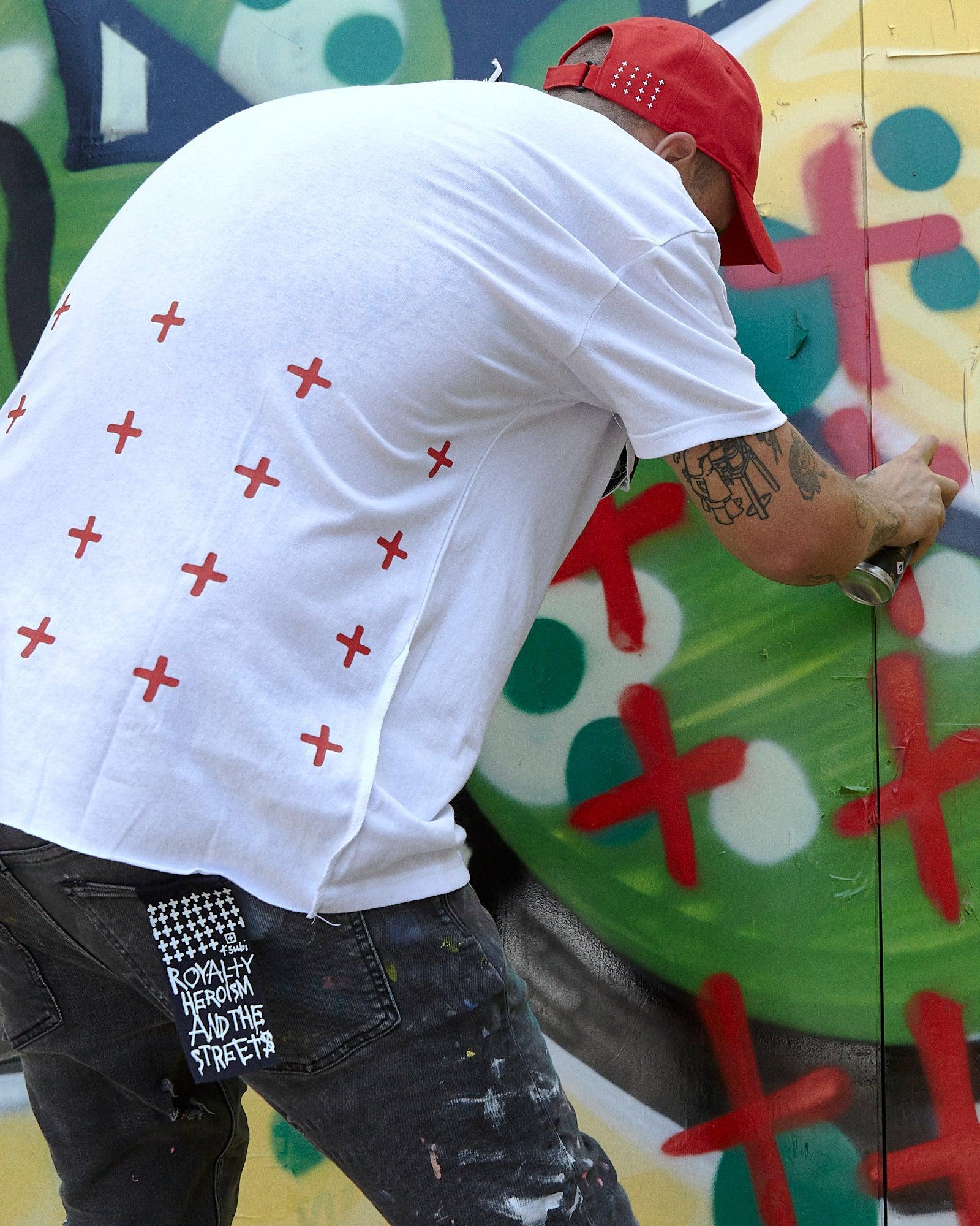 4X4 BIGGIE SS TEE WHITE/RED Male Product Image