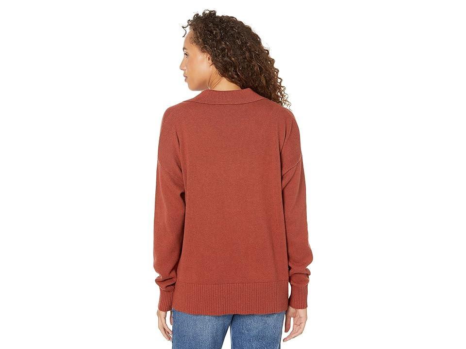 Elliott Lauren Cotton Cashmere Deep V Polo Sweater (Copper) Women's Clothing Product Image