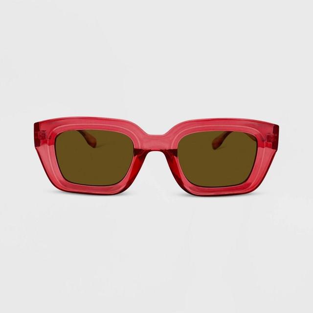 Womens Plastic Chunky Square Crystal Sunglasses - Wild Fable Red Product Image