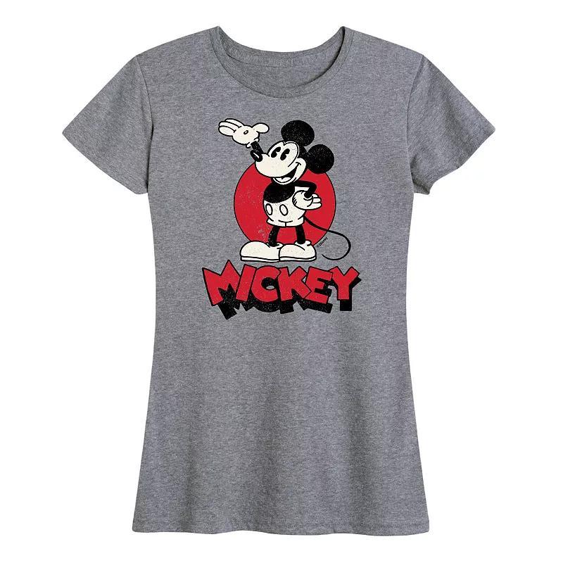 Disneys Mickey Mouse Womens Heritage Graphic Tee Grey Gray Product Image