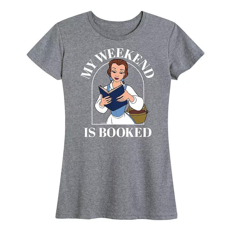 Disney Princess Belle Womens Weekend Graphic Tee, Girls Grey Royal Blue Product Image