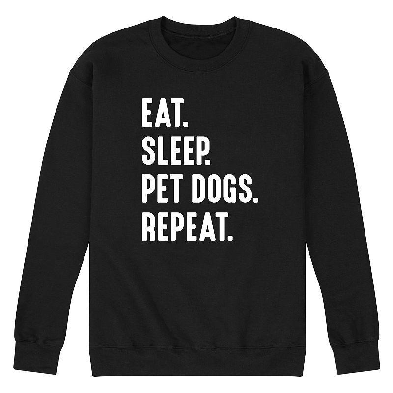 Mens Eat Sleep Pet Dogs Repeat Graphic Fleece Sweatshirt Blue Product Image