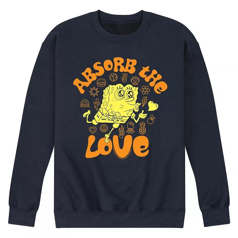 Mens SpongeBob SquarePants Absorb The Love Fleece Sweatshirt Blue Product Image