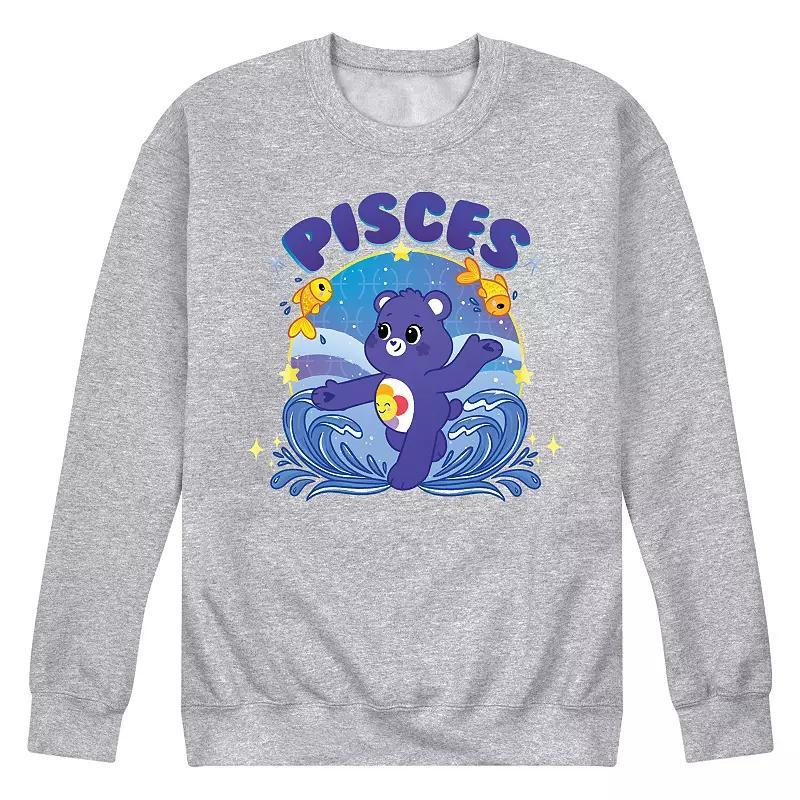 Mens Care Bears Pisces Fleece Sweatshirt Grey Gray Product Image