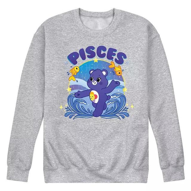 Mens Care Bears Pisces Fleece Sweatshirt Grey Gray Product Image