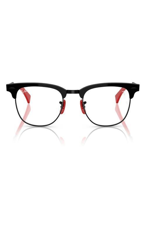 RAY BAN Ray-ban X Scuderia Ferrari 51mm Square Optical Glasses In Shiny Black/red Product Image