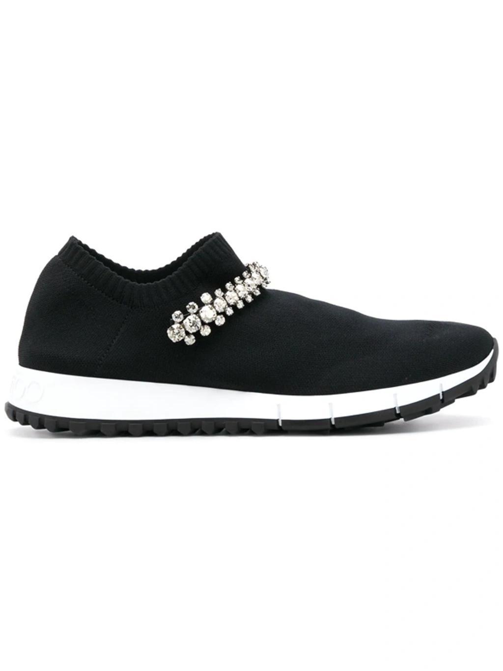 Black Crystal And Pearl Verona Sneakers In Black White Product Image