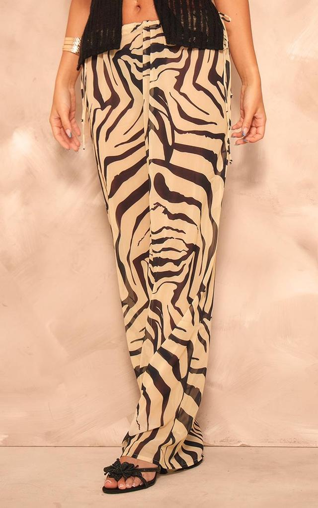 Black Zebra Print Chiffon Tie Side Maxi Skirt Product Image