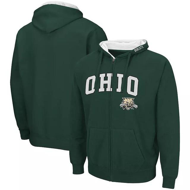 Mens Colosseum Green Ohio Bobcats Arch & Logo 3.0 Full-Zip Hoodie Product Image