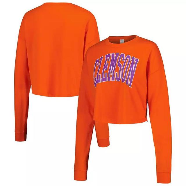 Womens ZooZatz Clemson Tigers Arch Cropped Drop Shoulder Long Sleeve T-Shirt Product Image