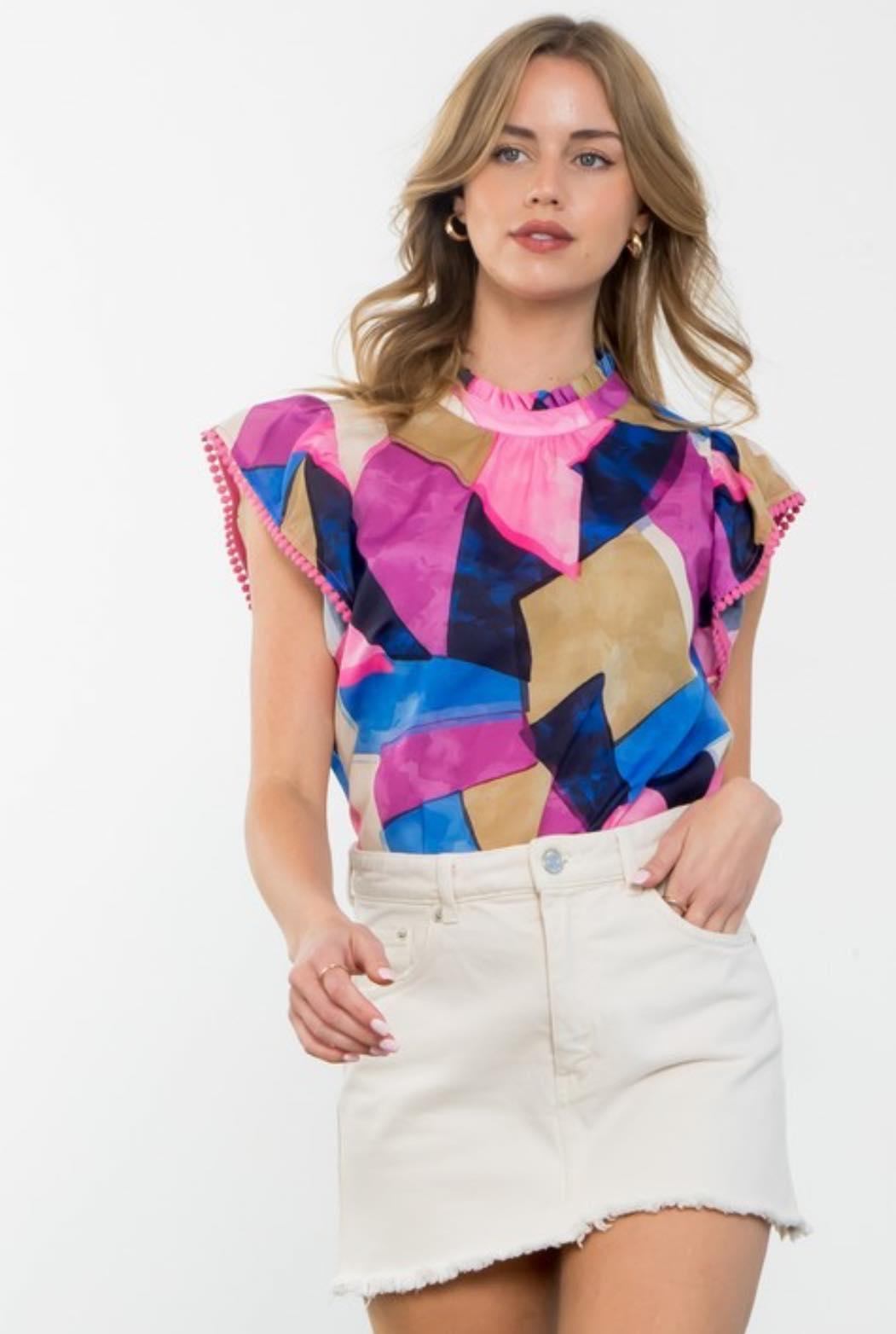 Flutter Sleeve Multi Color Top Product Image