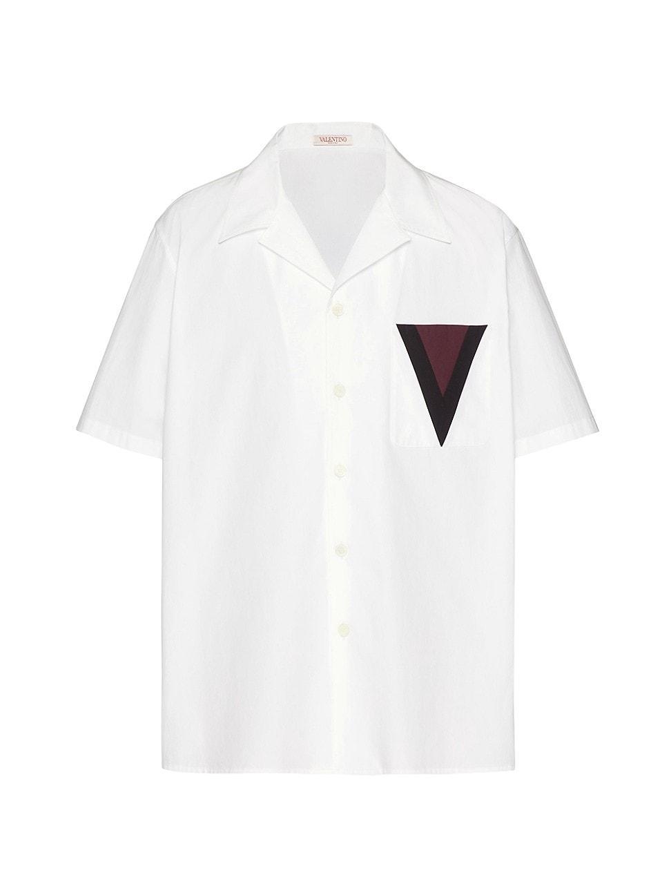 Mens Cotton Bowling Shirt With Inlaid V Detail Product Image