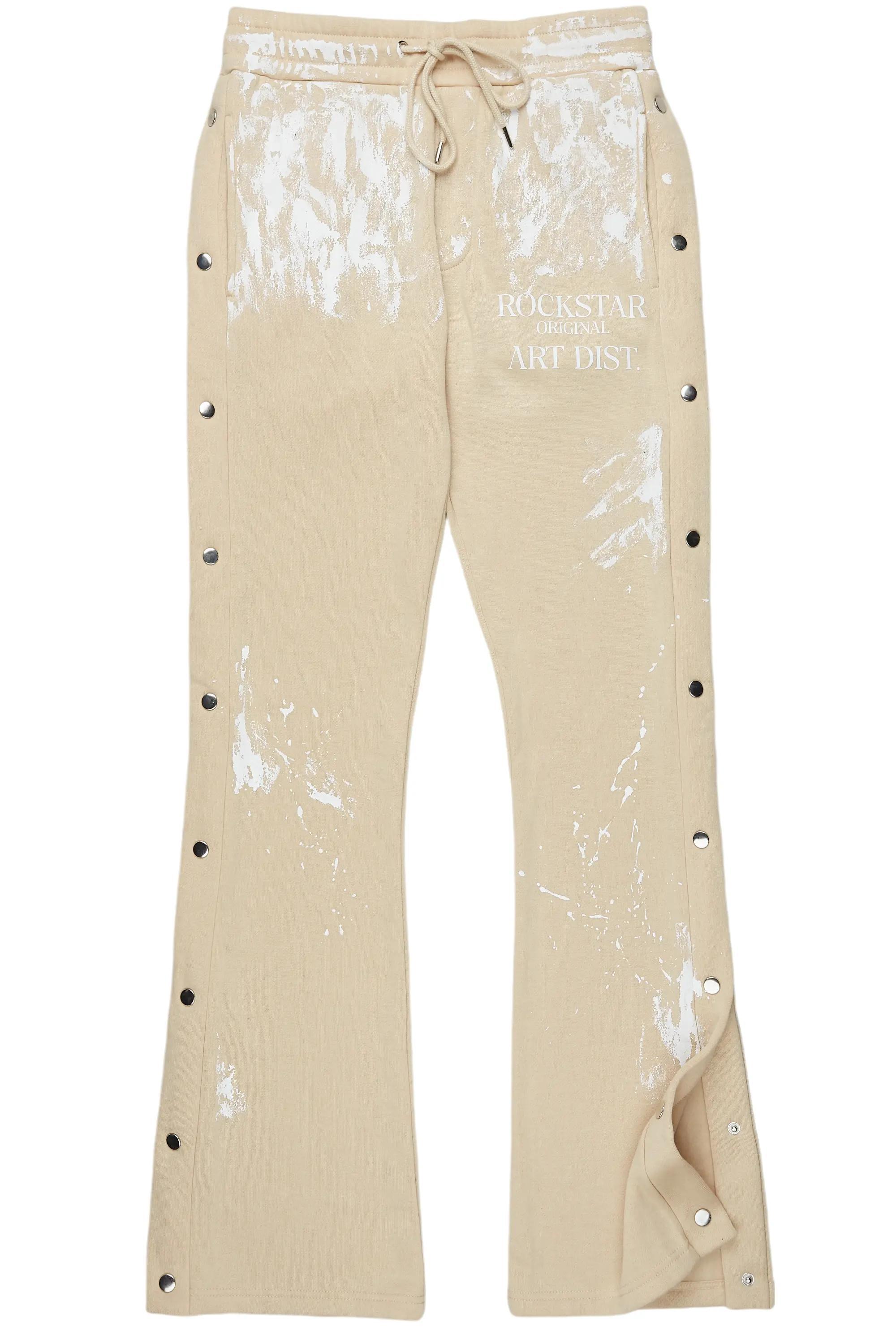 Filip Beige Baggy Snap Button Pant Male Product Image