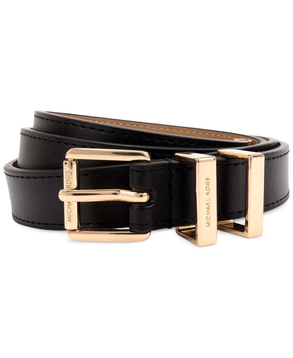 Michael Michael Kors Womens Metal Loop Leather Belt - Black Product Image