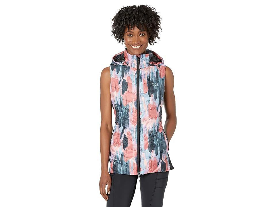 L.L.Bean Petite PrimaLoft Packaway Long Vest Print (Carbon Navy Paintbrush Camo) Women's Coat Product Image