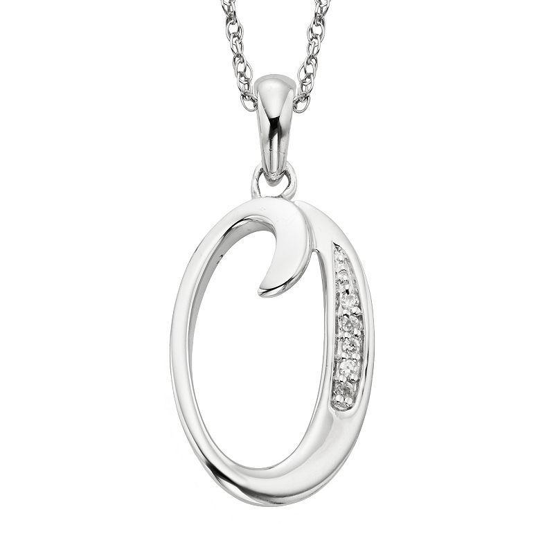 Sterling Silver Diamond Accent Initial Pendant, Womens Product Image