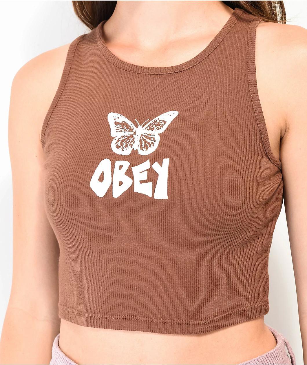 Obey Metamorphosis Sepia Crop Tank Top Product Image