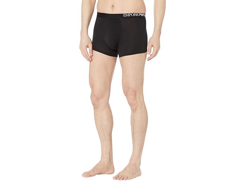 Emporio Armani Soft Touch Ecofiber 3-Pack Trunks Black/Black) Men's Underwear Product Image