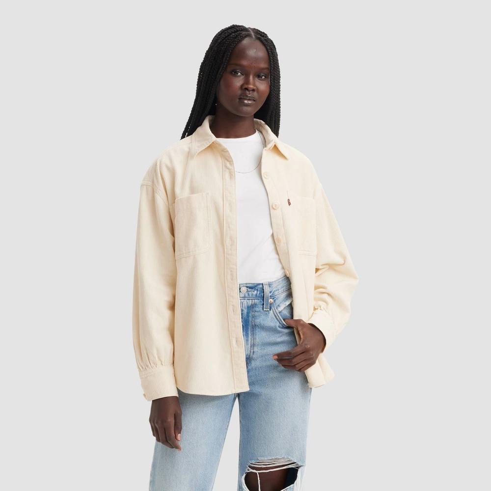 Levis Womens Long Sleeve Orion Corduroy Button-Down Shirt - White Swan Product Image