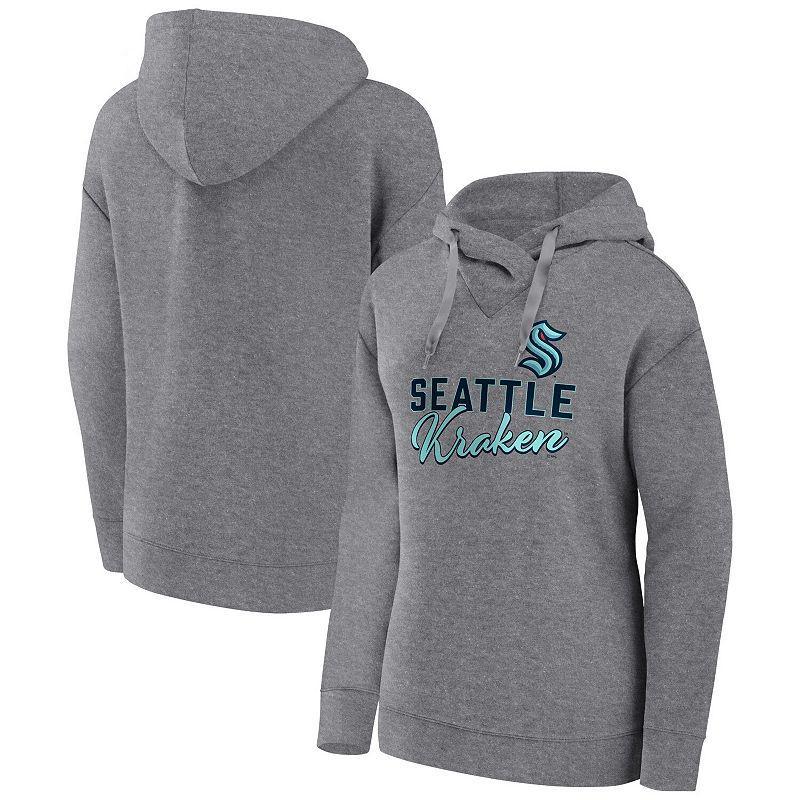 Womens Fanatics Heather Gray Seattle Kraken Script Favorite Pullover Hoodie Product Image